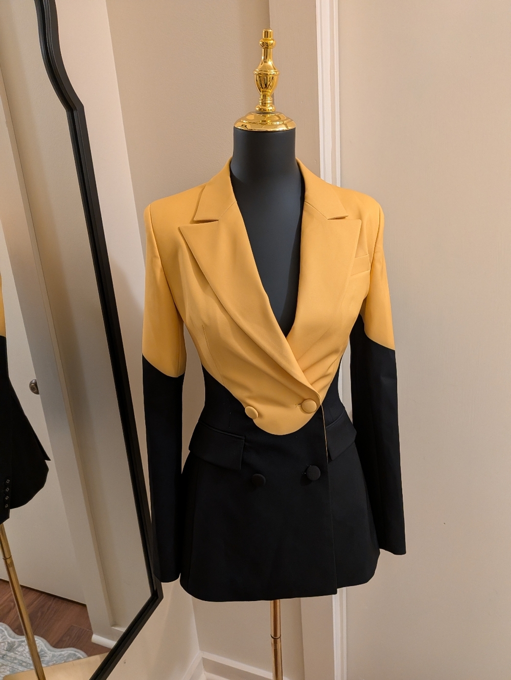 CIAO BY CC "Michelle" Two-Tone Yellow Black Tailored Blazer Jacket XS